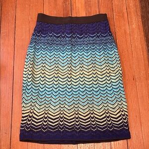 Missoni Blue and Cream Zigzag Pencil Skirt